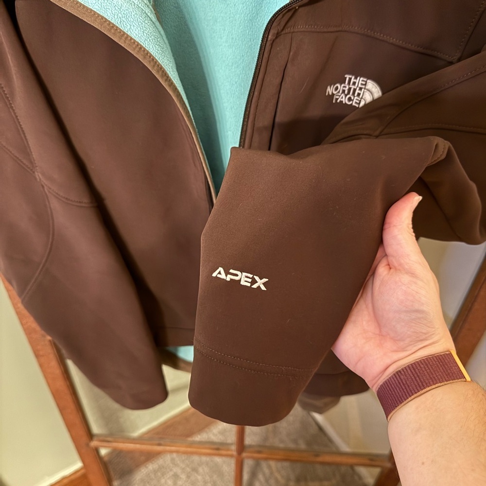 The North Face Women’s Brown Apex Softshell Jacket Teal Interior Size Medium - Picture 7 of 8